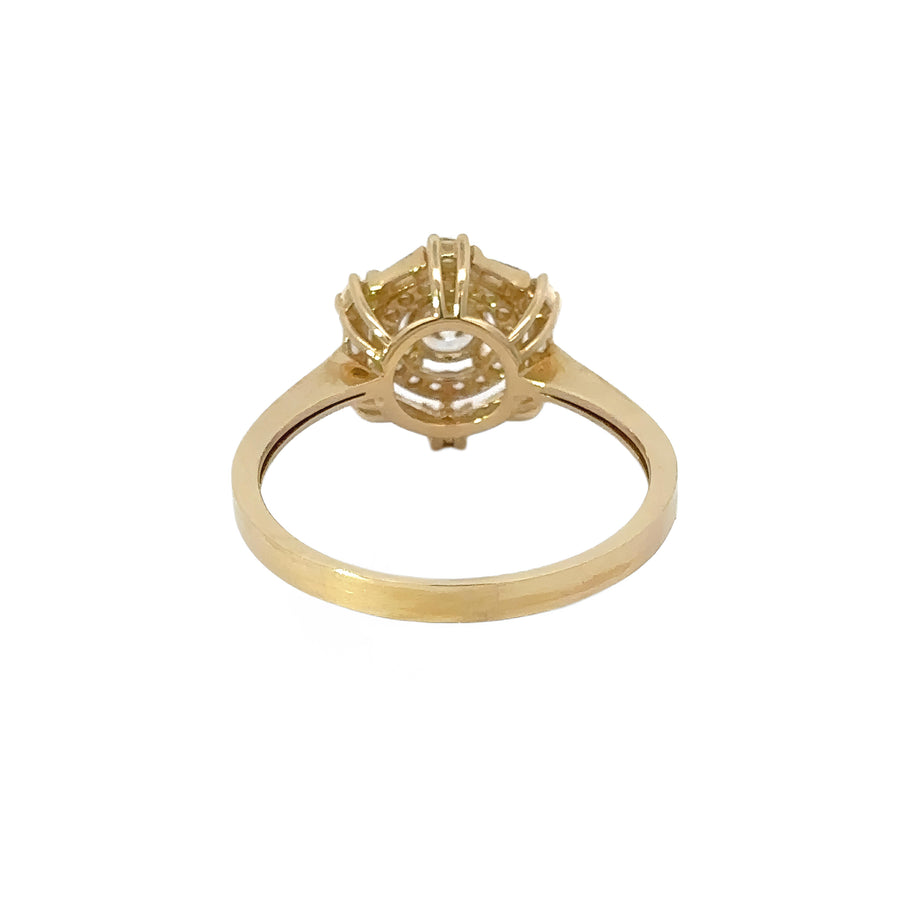 14k Gold Flower Ring with CZ Stones for Women - Size 7