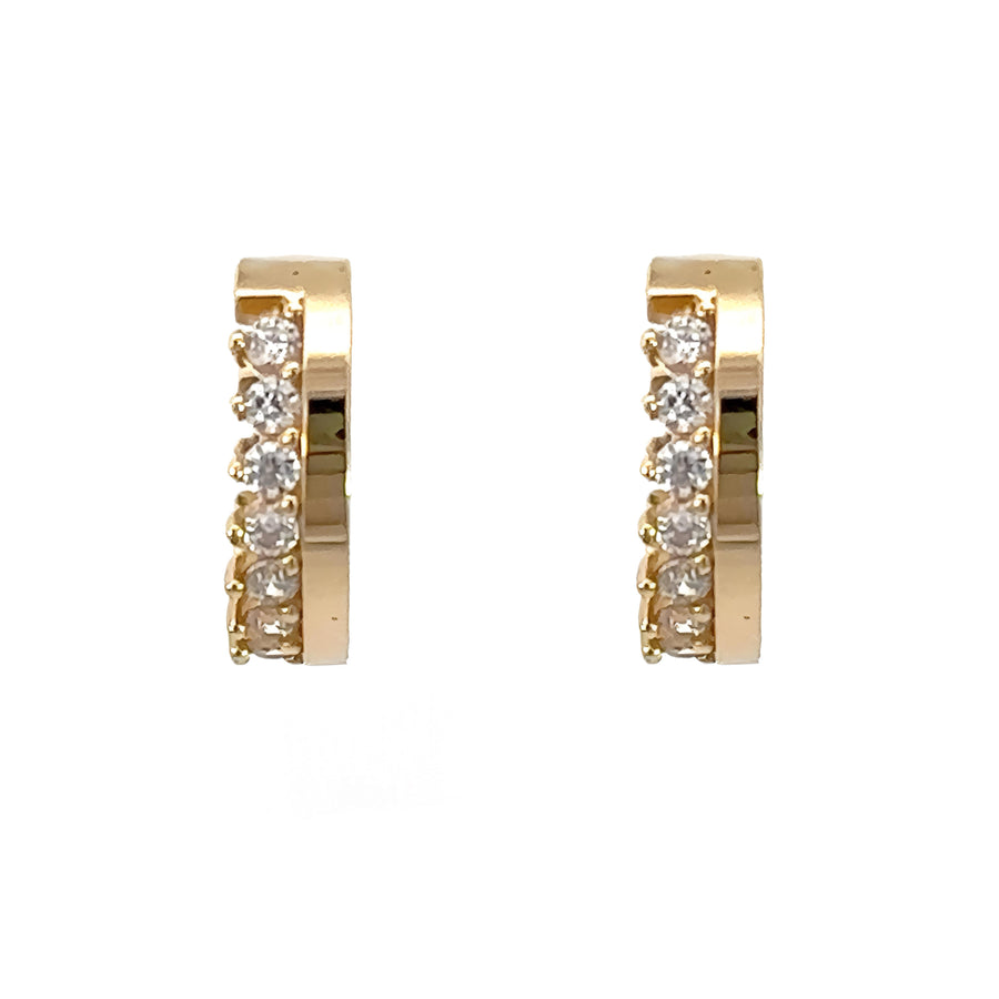 14K Gold Huggies with CZ for Women