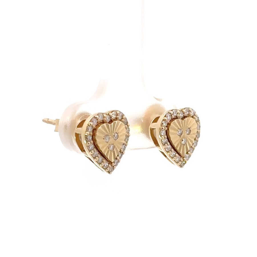 14k Gold Heart Earrings with Diamond Accents