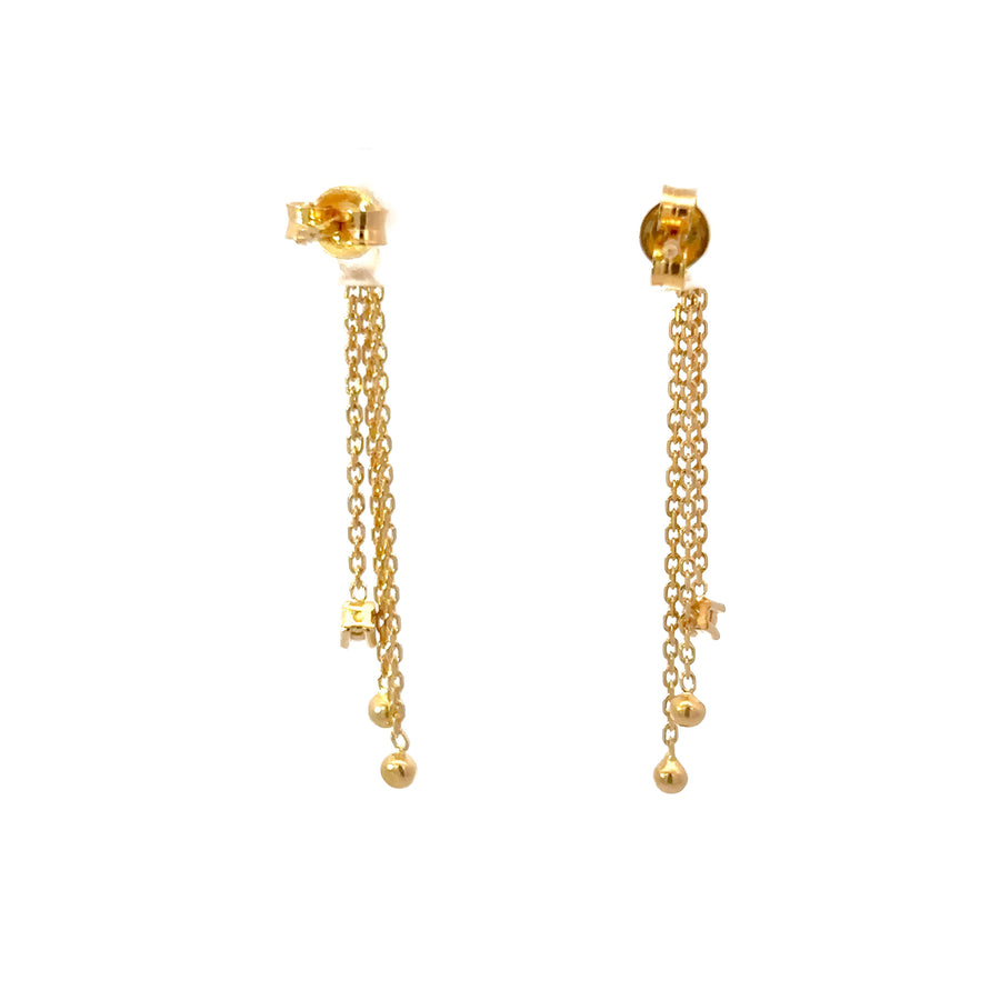 14k Gold Earrings with CZ Hanging Chains