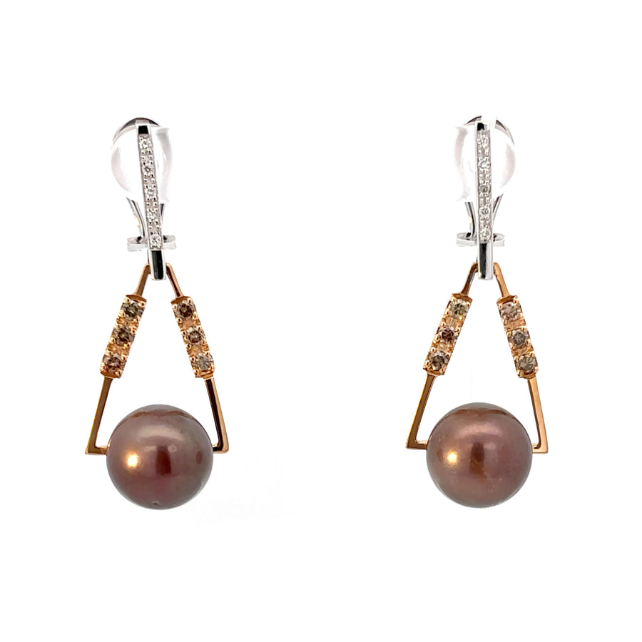 18K Gold Pearl Earrings for Women