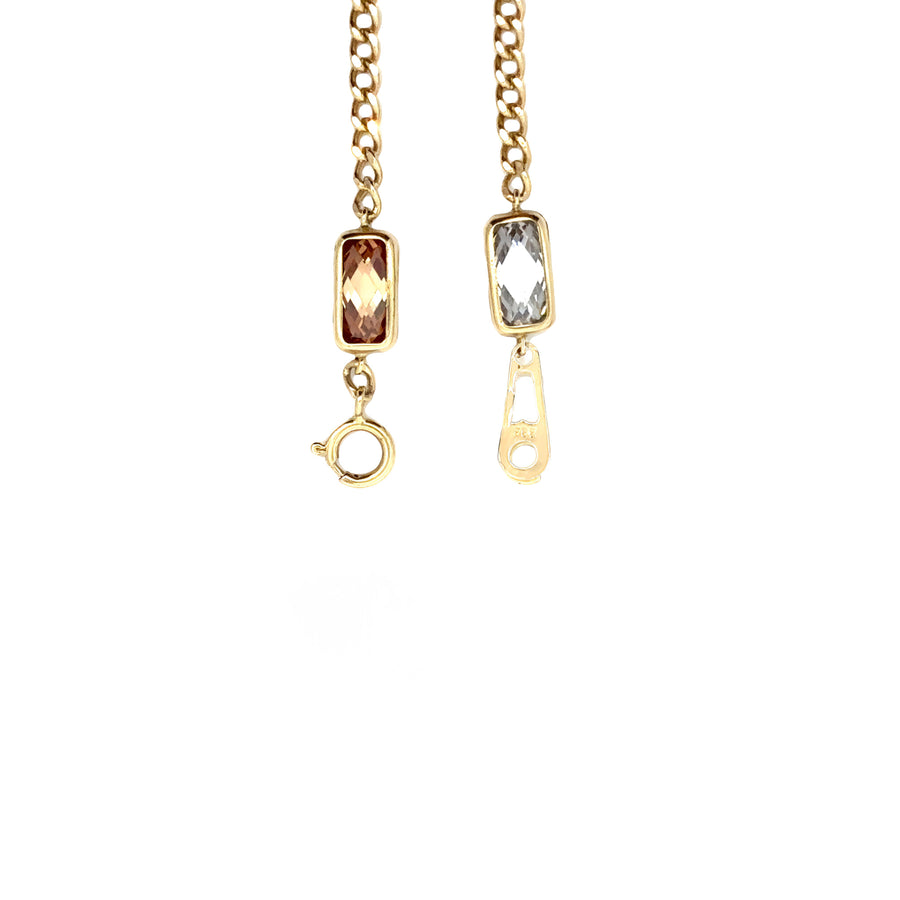 14k Gold Necklace with Multi-Stone 15 Crystal for Women