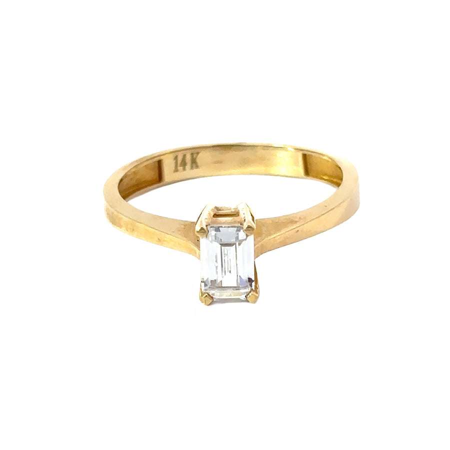 14k Gold Ring with Split Center CZ