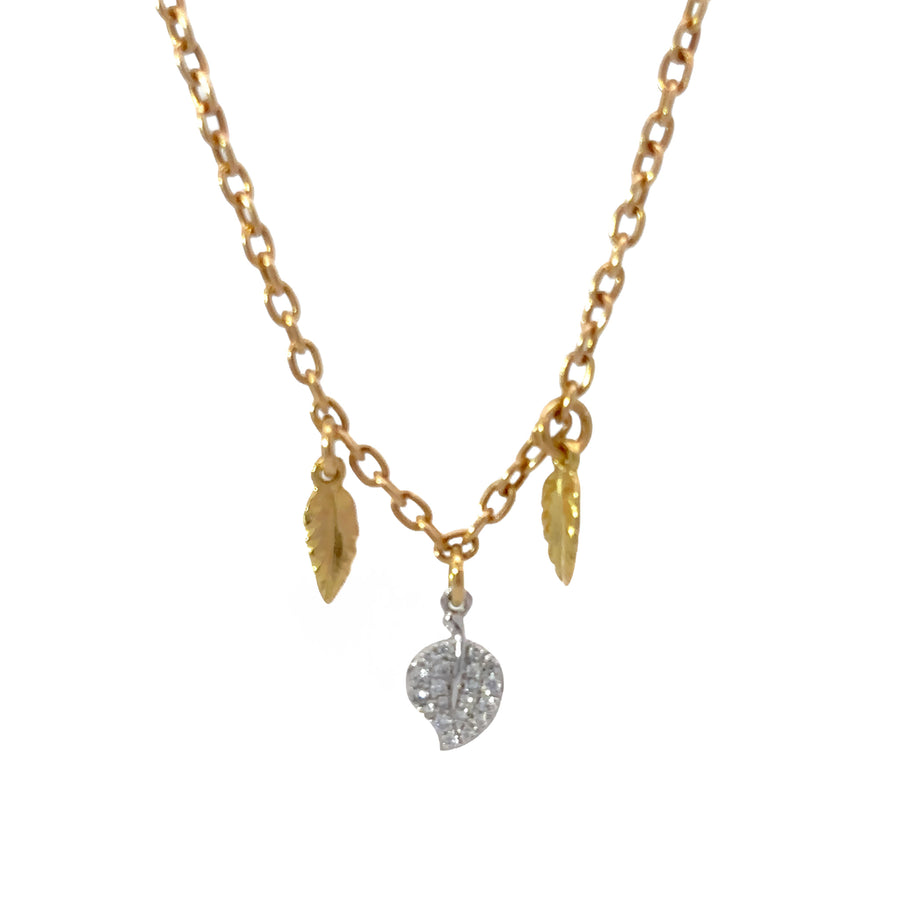 18k Gold Leaf Necklace with Diamonds