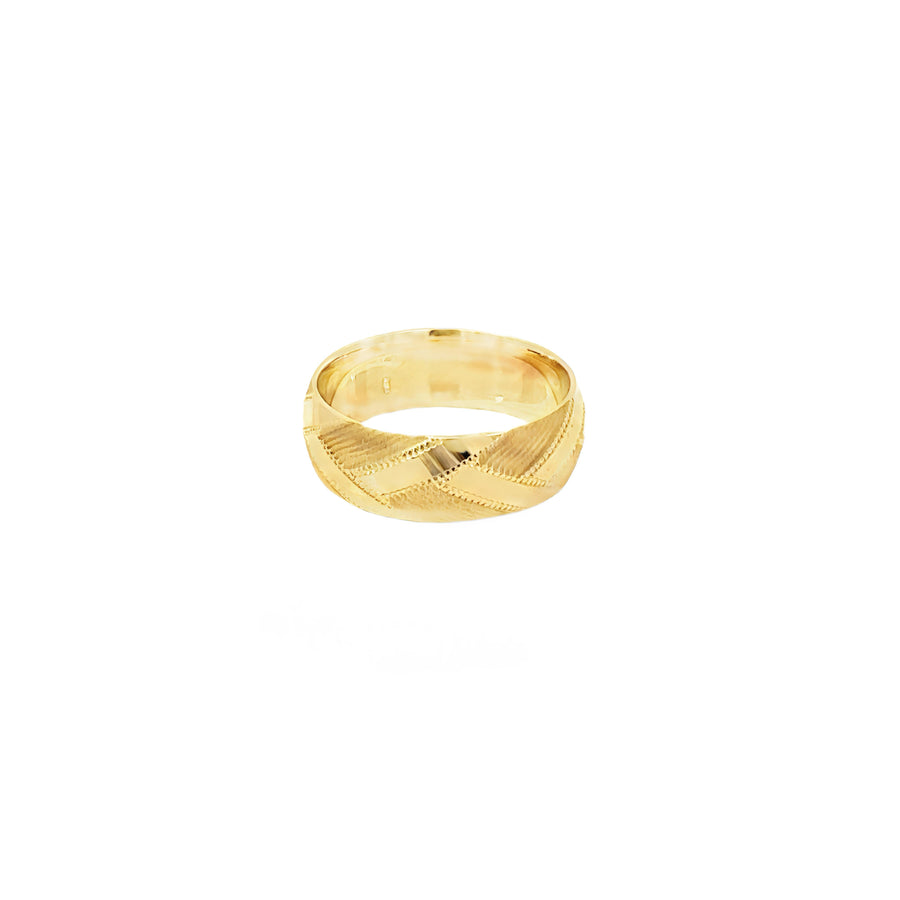 14k Yellow Gold Ring with Faceted Design - Size 8