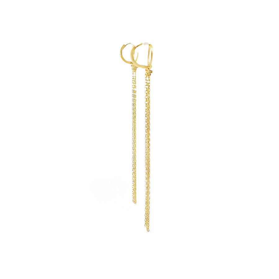 14k Gold Tall Earrings with Circle and CZ for Women