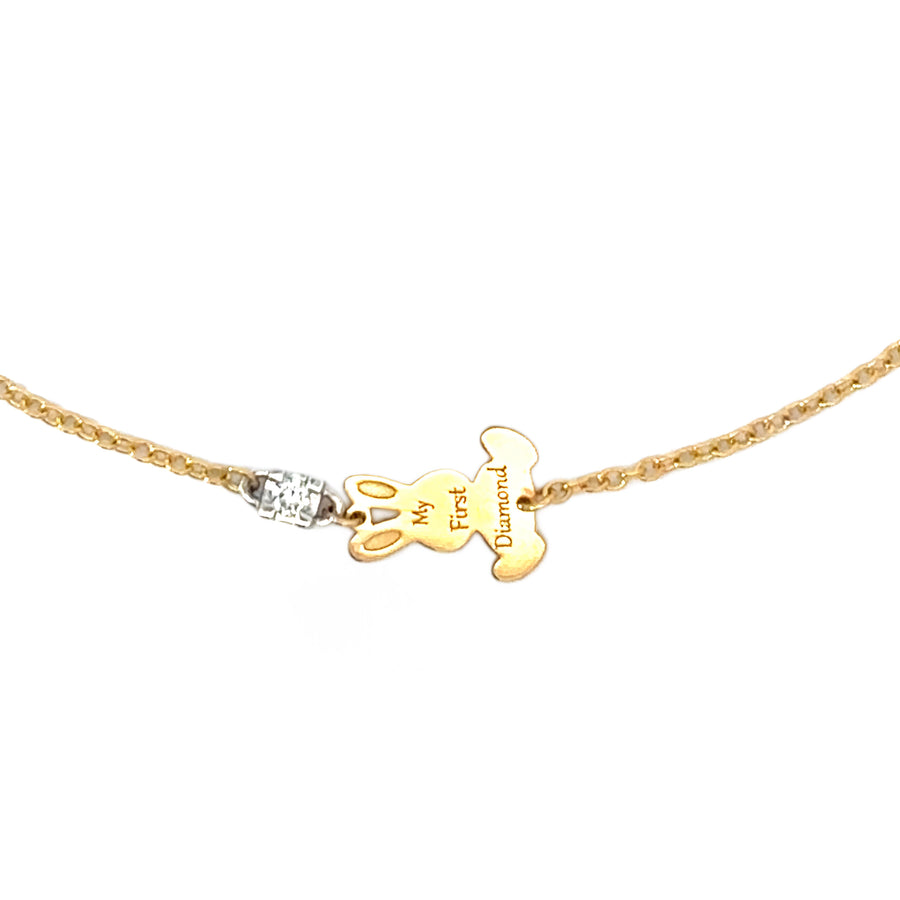 18k Gold Baby Bracelet with Rabbit Charm and Diamond Accent