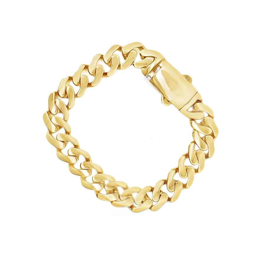 14K Gold Cuban Bracelet for Men - 19 cm