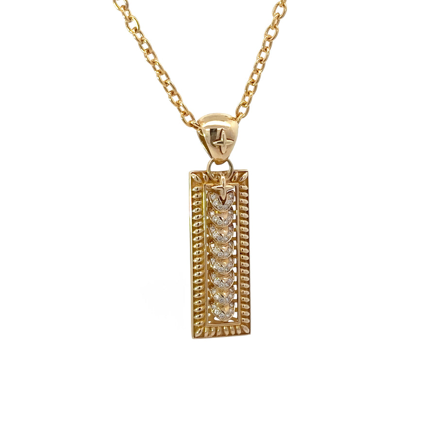 14k Gold Men's Necklace with Diamonds, 27 Inches