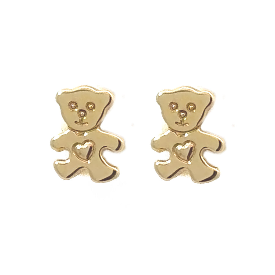 18k Gold Bear Earrings for Baby