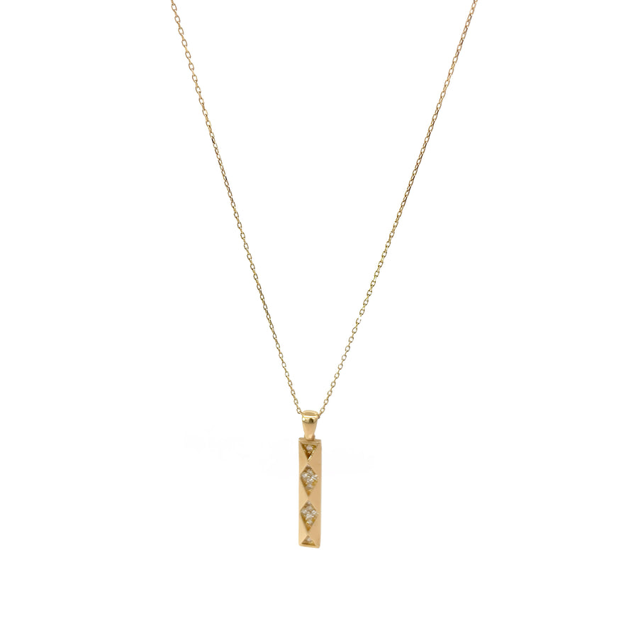 14k Yellow Gold Pendant Necklace with CZ - Adjustable