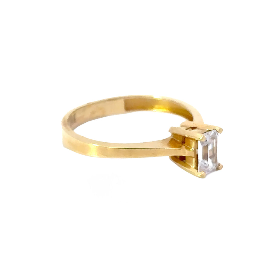 14k Gold Ring with Split Center CZ