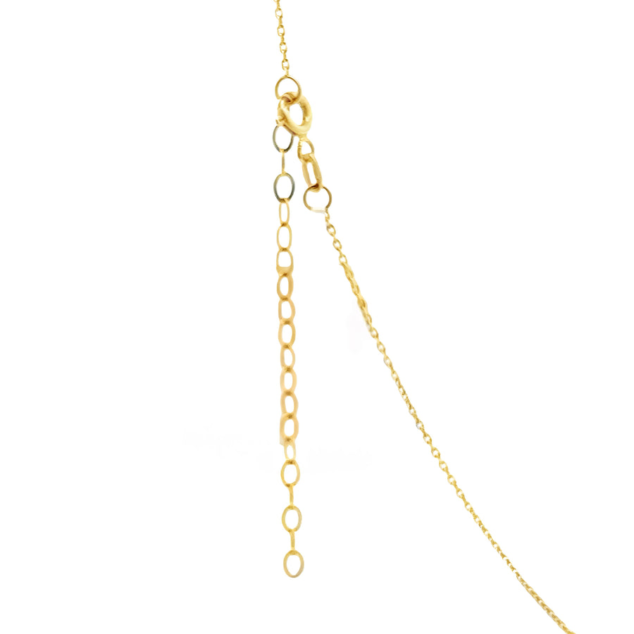 14k Yellow Gold Chain with Center CZ Leaves - Adjustable