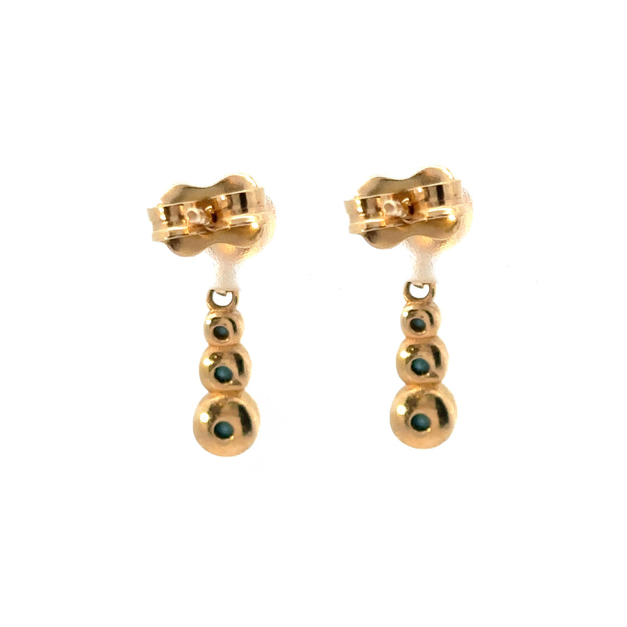 14k Gold Earrings with Blue Stone for Women