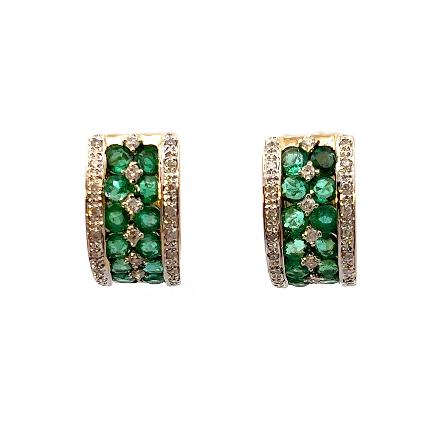 10k Gold Earrings with Effy Diamond and Emerald