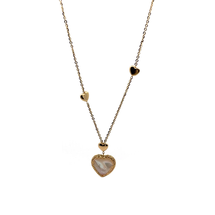 Heart & MP Chain in 14K Gold for Women, Adjustable at 17 and 19 Inches