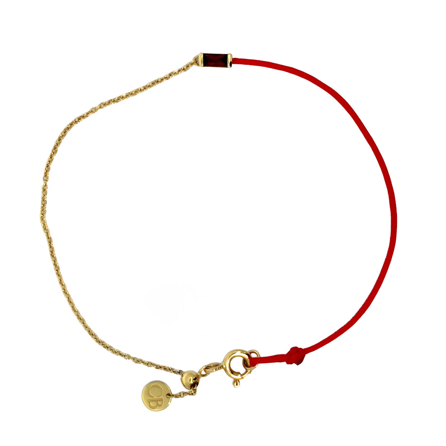 18k Gold Bracelet with Red Hilo, 18 cm