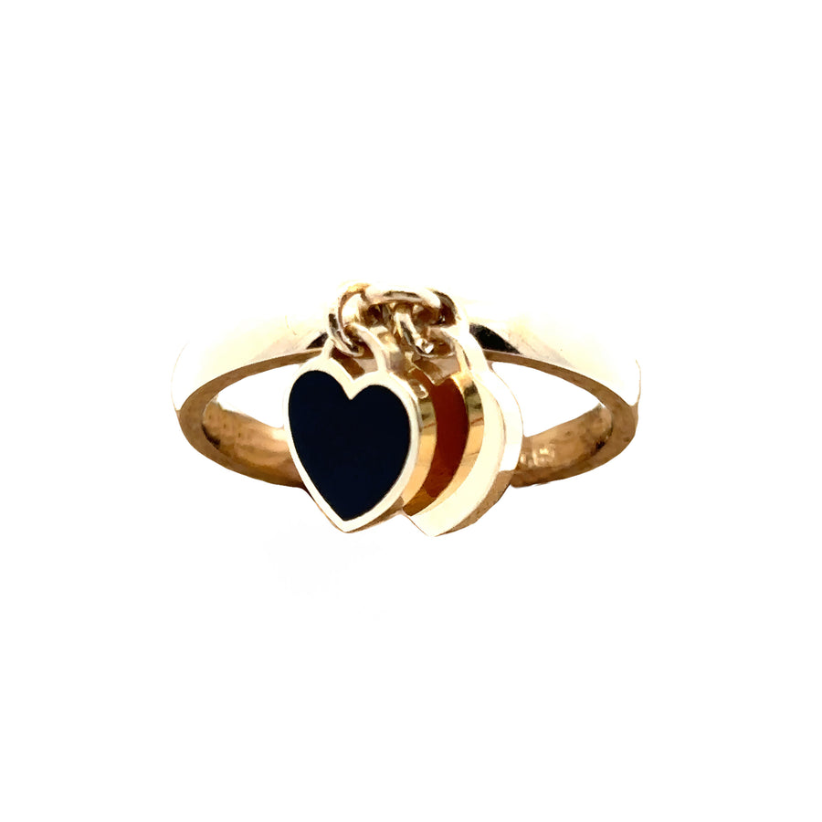 14k Gold Ring with Center Heart for Women - Set5