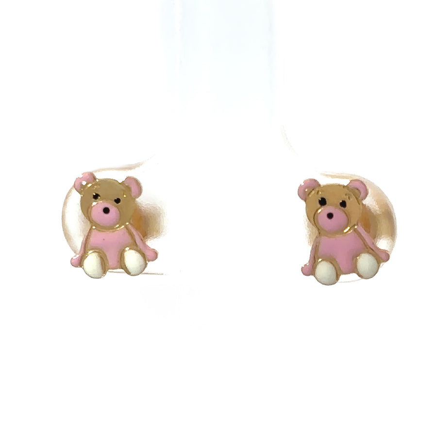 14k Gold Bear Earrings for Babies