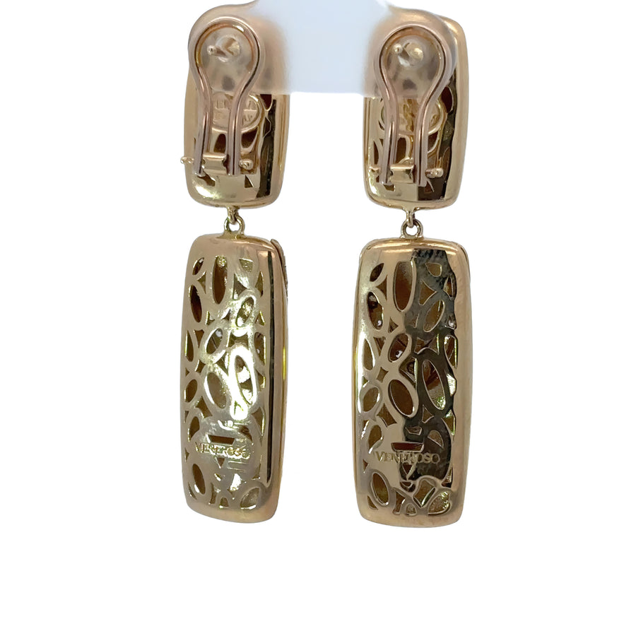 14k Gold Earrings with Large Stone & Enamel Accents