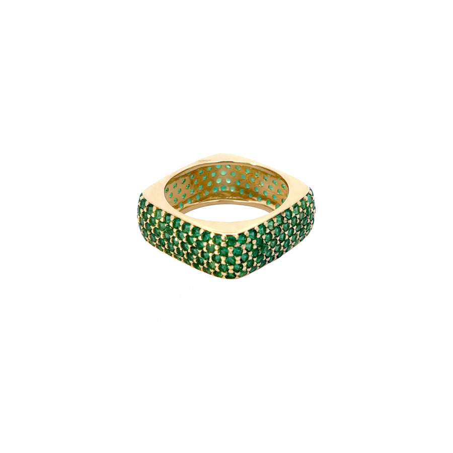 14k Gold Ring with Green CZ for Women - Size 7