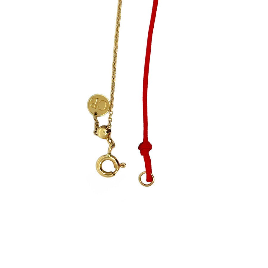 18k Gold Bracelet with Red Hilo, 18 cm