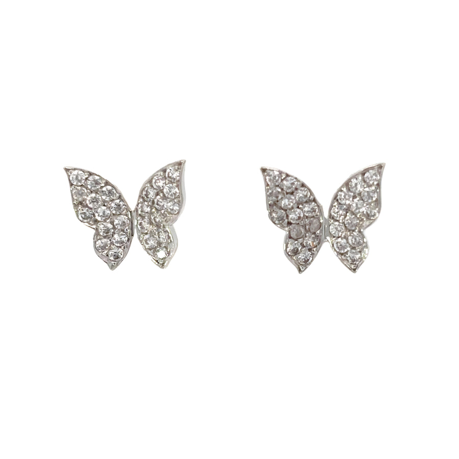 14k Gold Butterfly Diamond Earrings