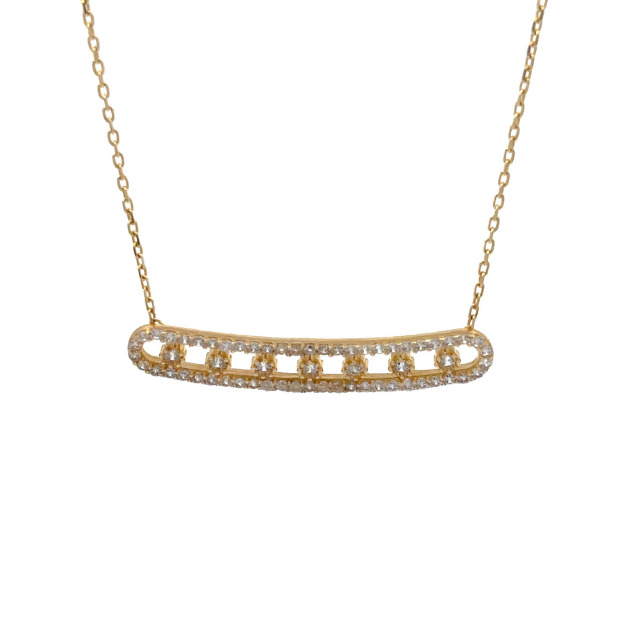 14k Gold Adjustable Necklace with Center Cubic Zirconia for Women