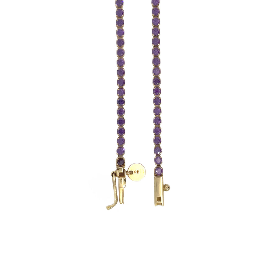 14k Gold Bracelet with Violet CZ, 18.5 cm