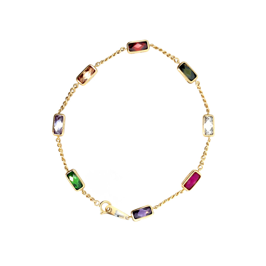 14k Gold Multi-Colored Crystal Bracelet for Women