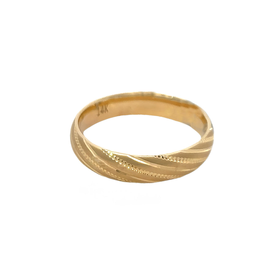 14k Yellow Gold Men's Ring with Faceted Design - Size 11