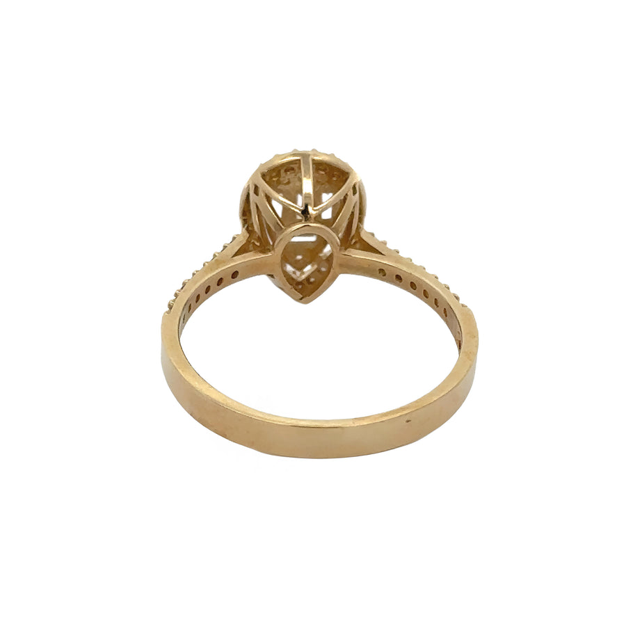 14k Gold Women's Drop Ring with CZ - Size 7