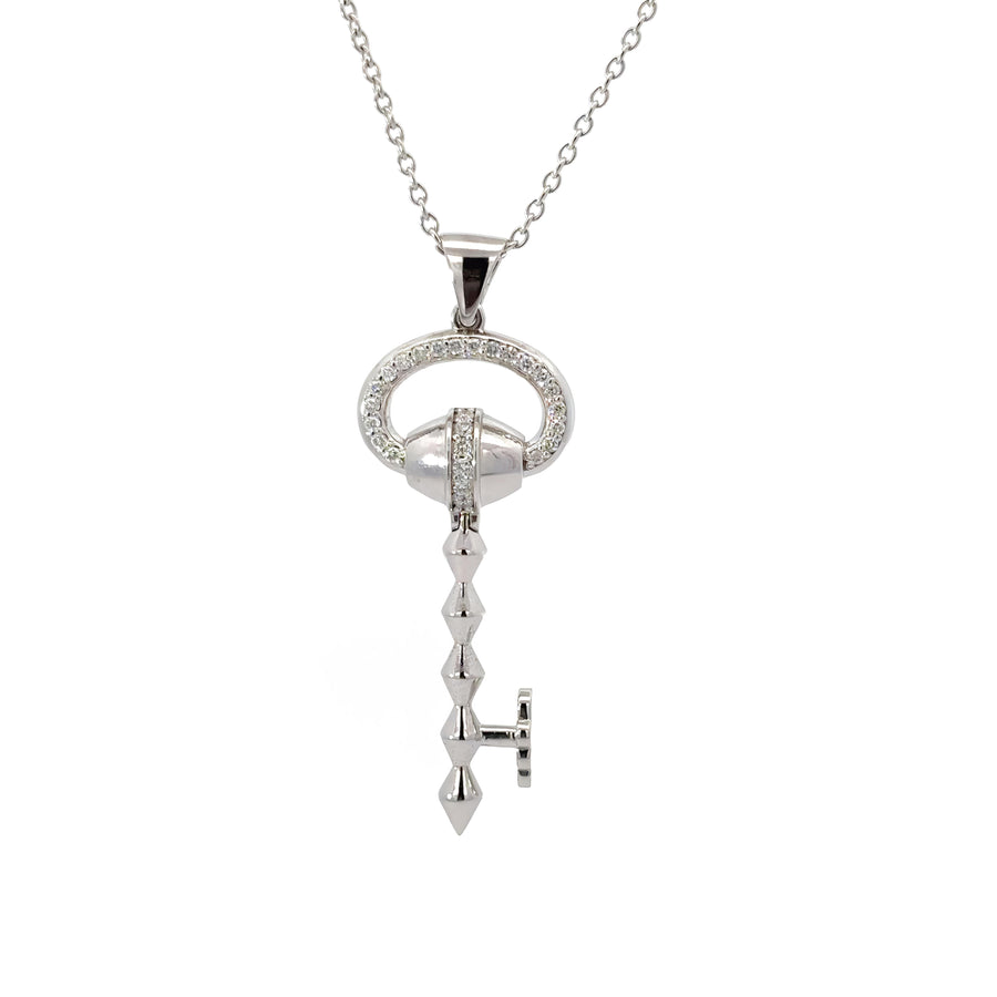 14k Gold Diamond Key Necklace