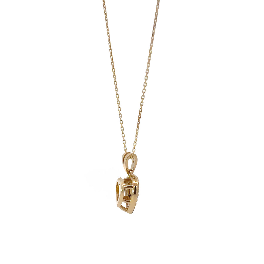 14k Gold Chain with Heart and Diamond Pendant, 18 Inches