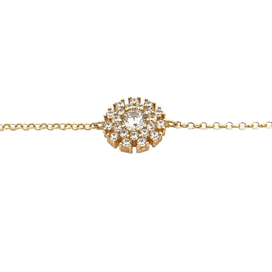 14k Gold Bracelet with Cubic Zirconia, 20 cm