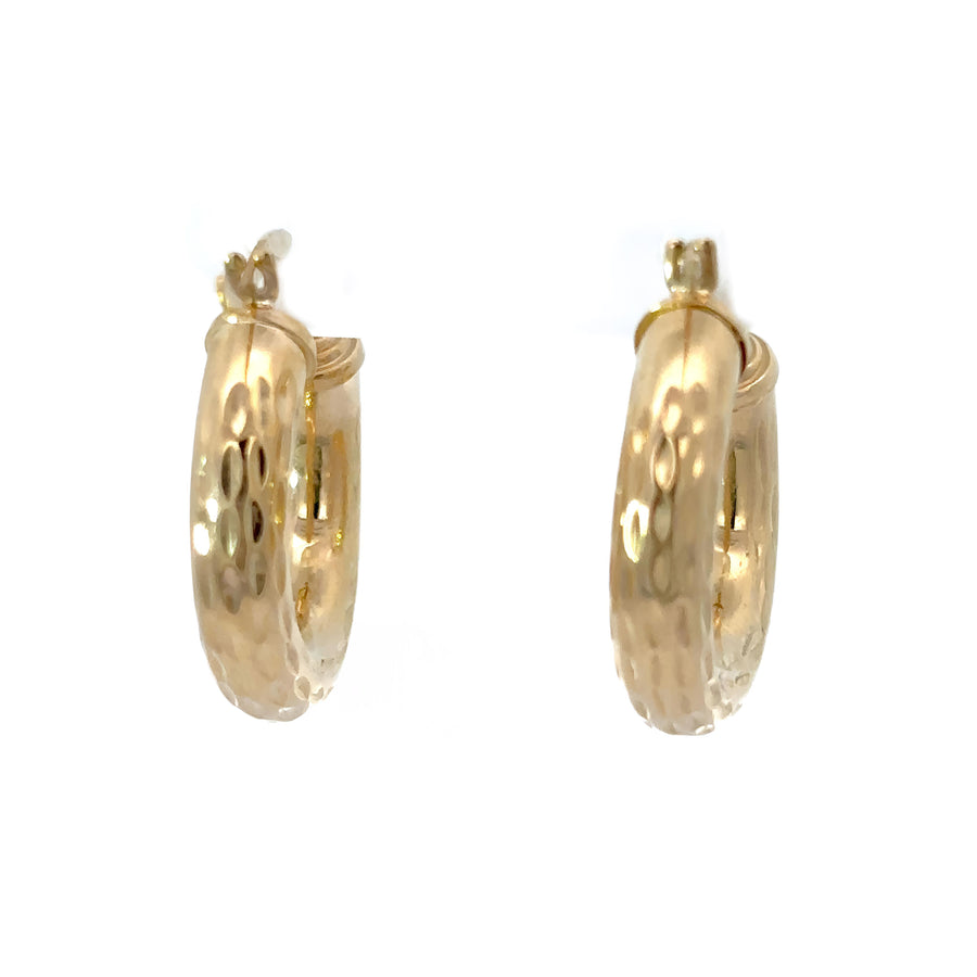 14k Gold Faceted Huggies Earrings for Women