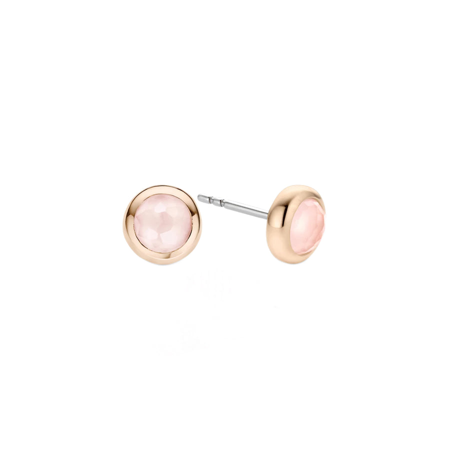 TI SENTO - Milano Sterling Silver Rose Gold Plated Pink Crystal Stud Earrings