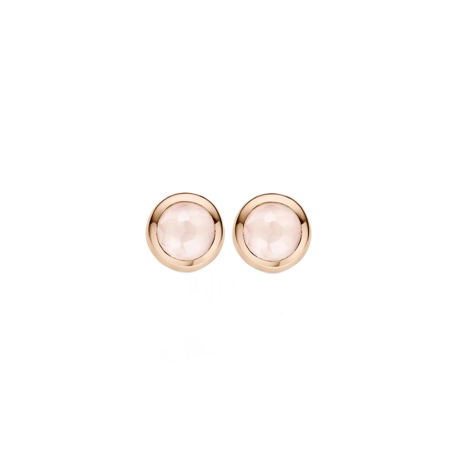 TI SENTO - Milano Sterling Silver Rose Gold Plated Pink Crystal Stud Earrings