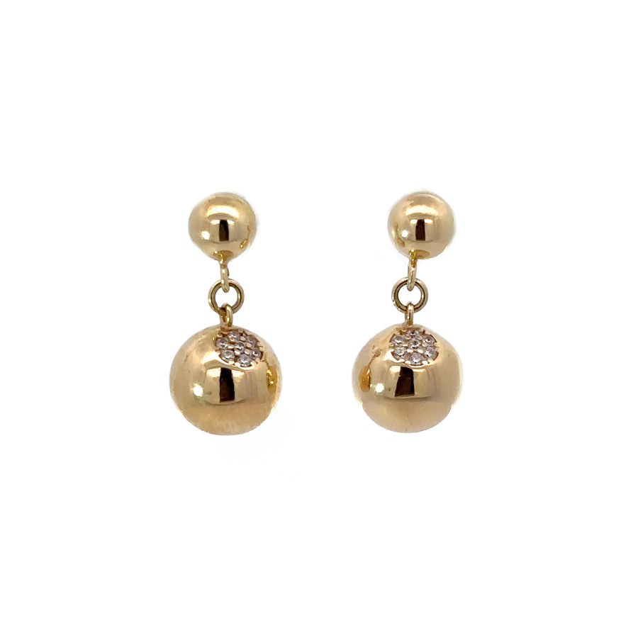 14k Gold Drop Earrings with Cubic Zirconia for Women