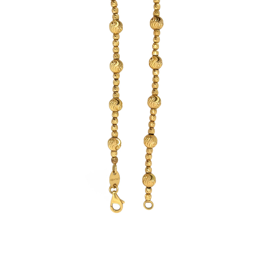 14k Gold Faceted Ball Chain Necklace, 30 Inches