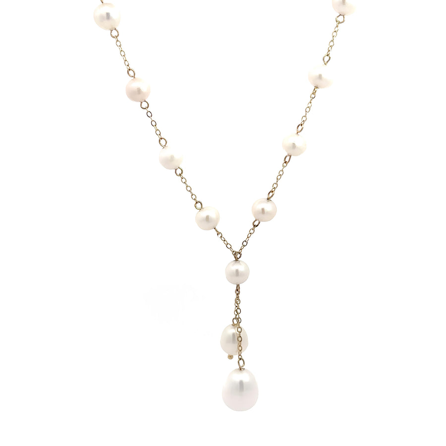 14k Gold Necklace with Pearl Pendant - 17.5 Inch