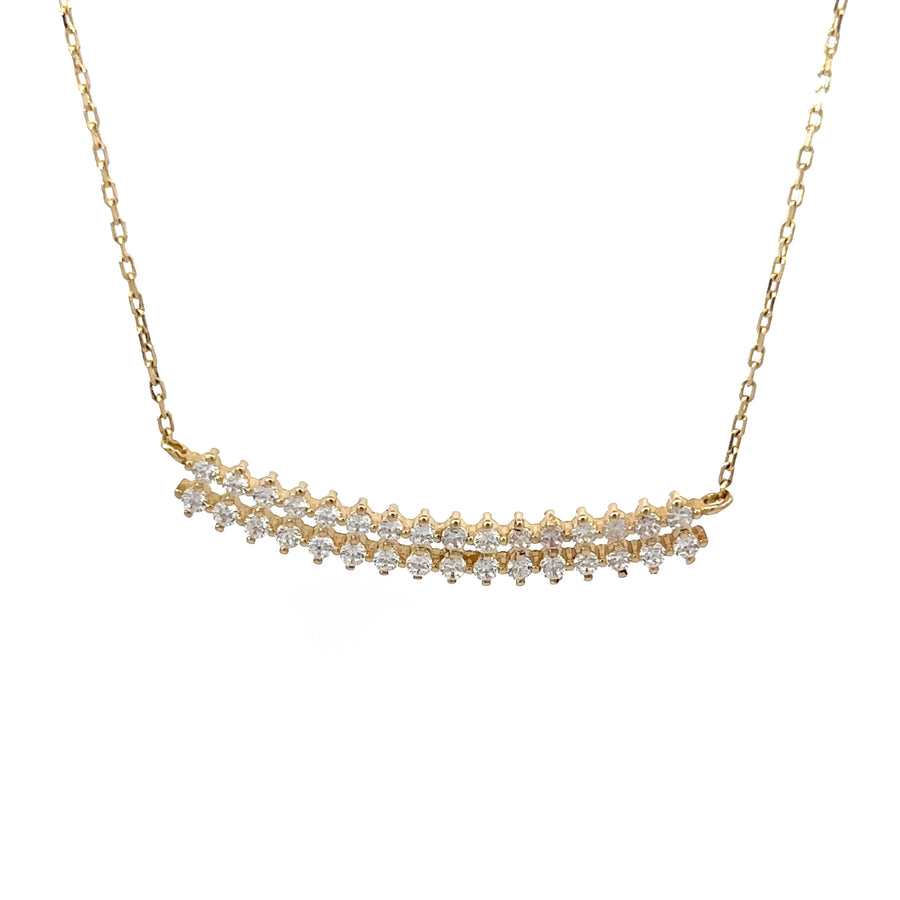 14k Gold Necklace with Center CZ for Women