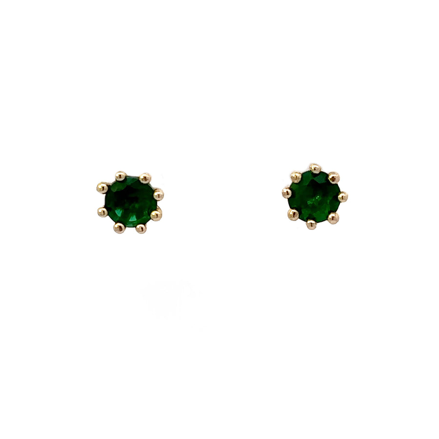 14k Gold Baby Earrings with Green CZ