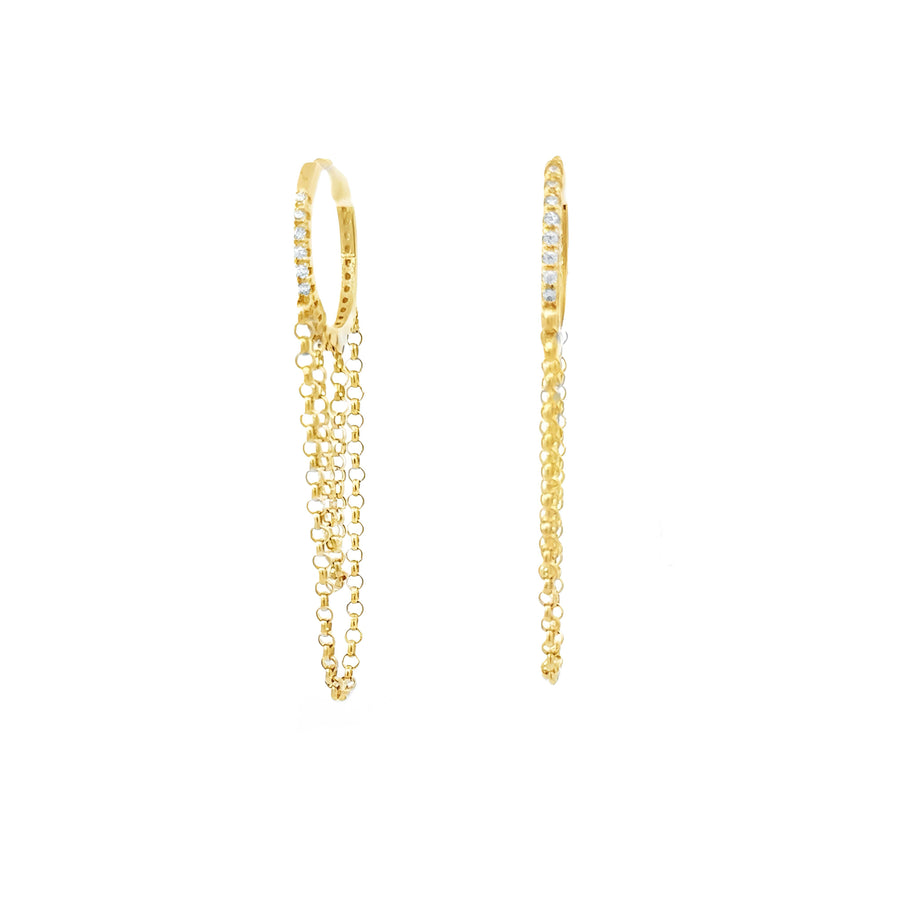 14K Gold Chain Link Hoop Earrings for Women