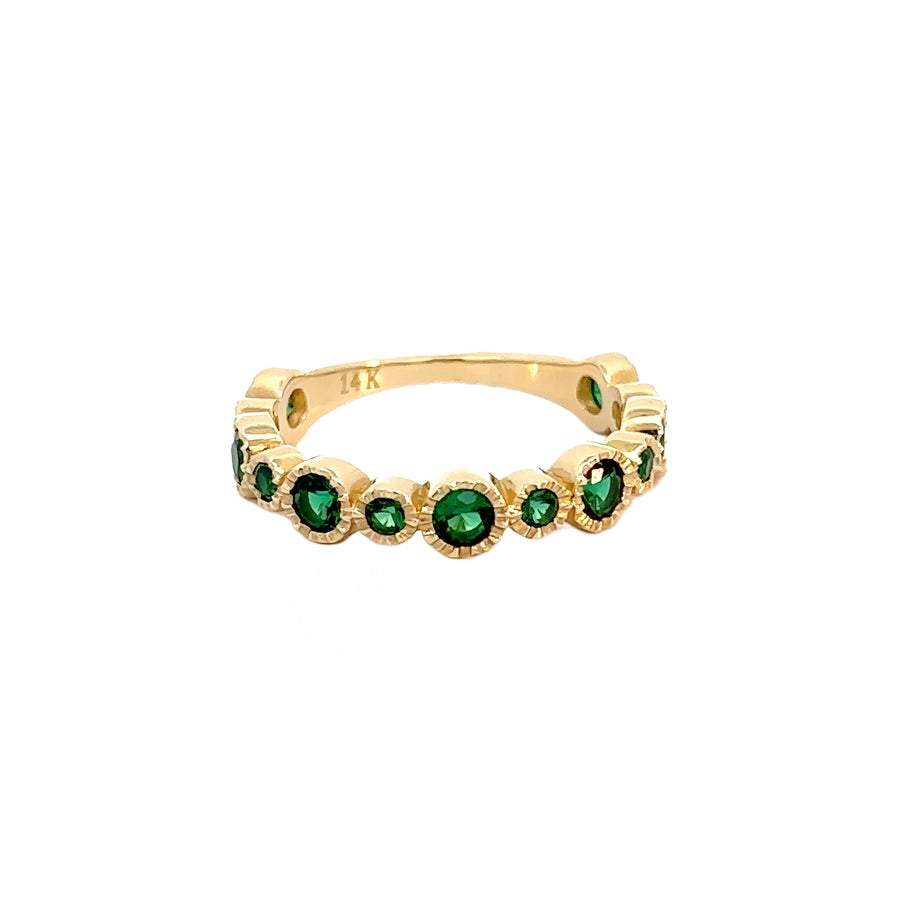 14k Gold Ring with Green CZ - Size 7