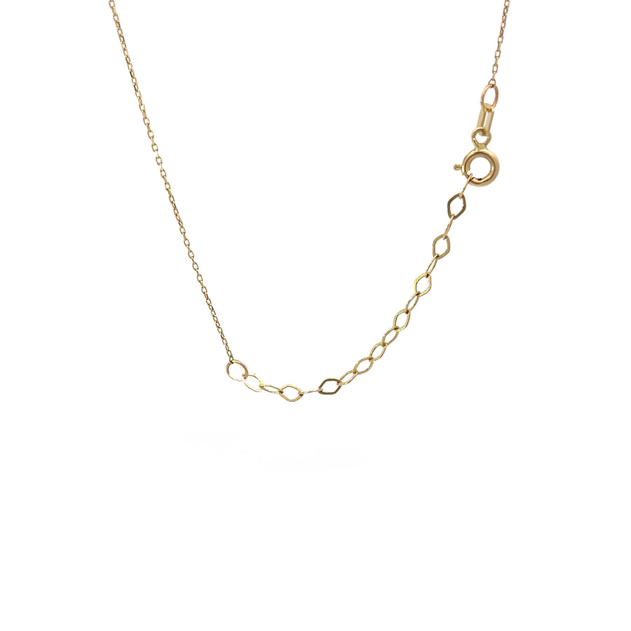 14k Yellow Gold Pendant Necklace with CZ - Adjustable