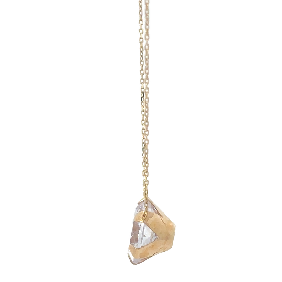 Elegant woman wearing adjustable 14k gold necklace