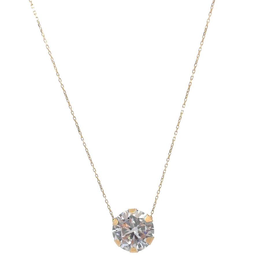 Adjustable 14k gold necklace displayed on white background