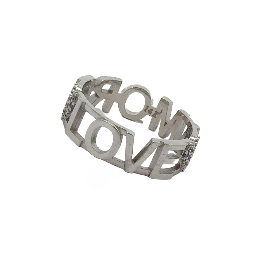 14k White Gold Amor Ring with CZ for Women