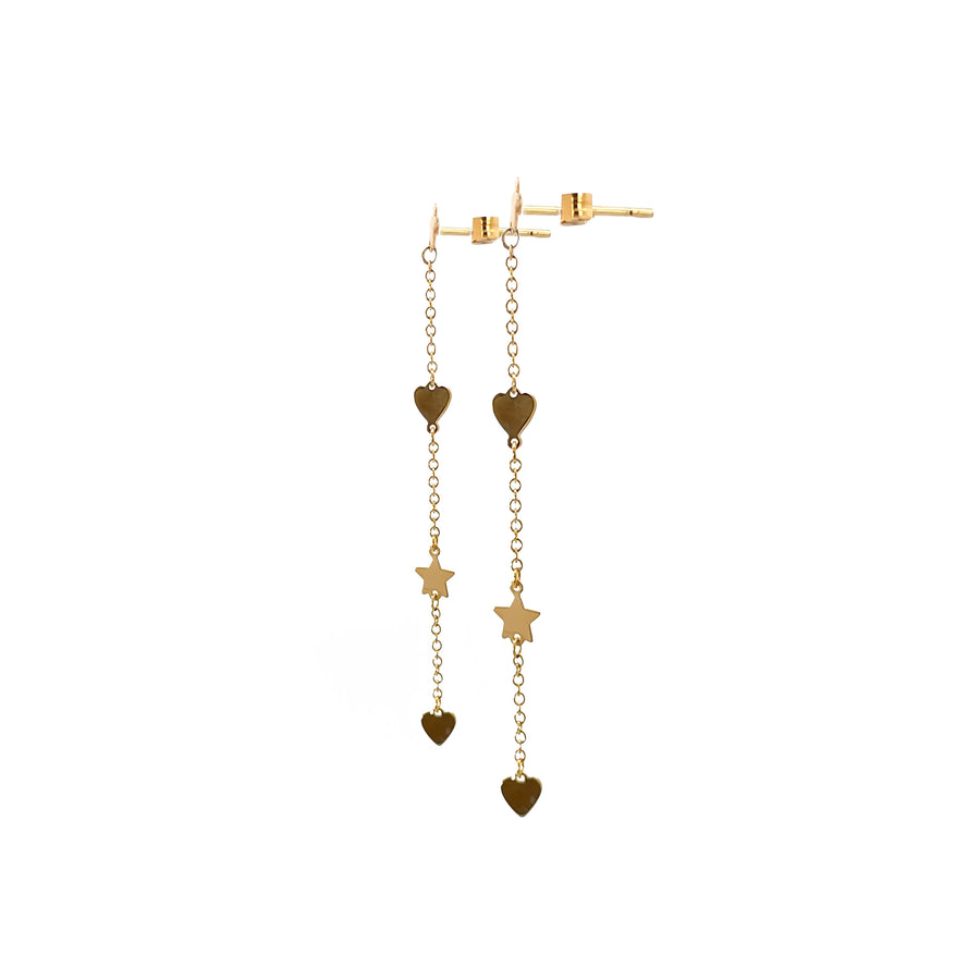 18k Gold Heart & Star Earrings